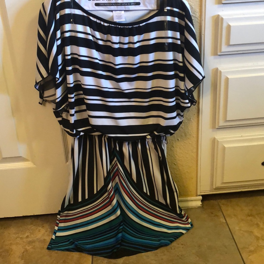 Black and white striped dress